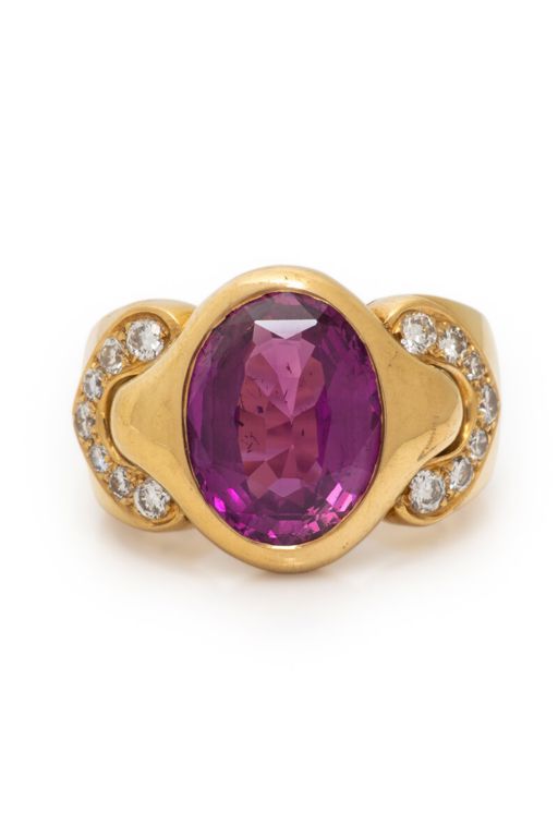 18k Yellow Gold Ruby and Diamond Ring