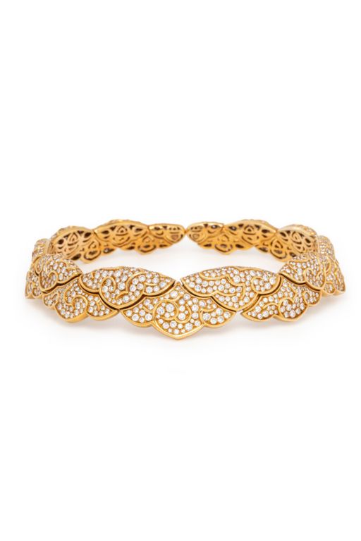 18k Yellow Gold Diamond Choker Necklace
