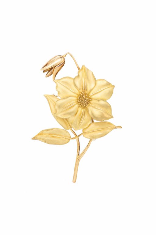 18k Yellow Gold Flower Brooch