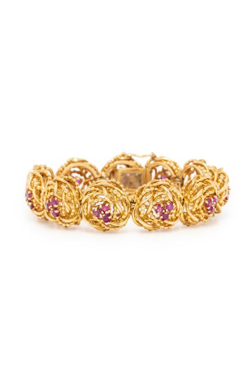 18k Yellow Gold Ruby Floral Bracelet