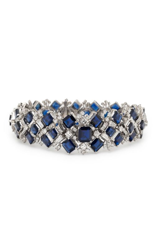 Platinum Sapphire and Diamond Bracelet
