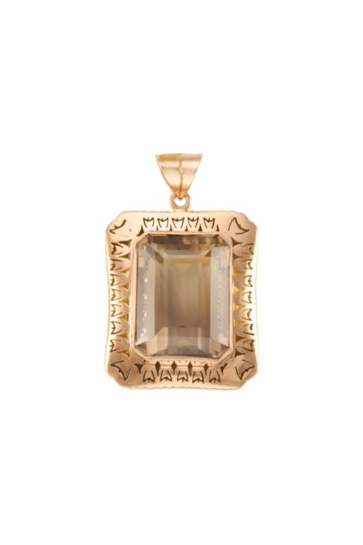 13k Gold Quartz Pendant