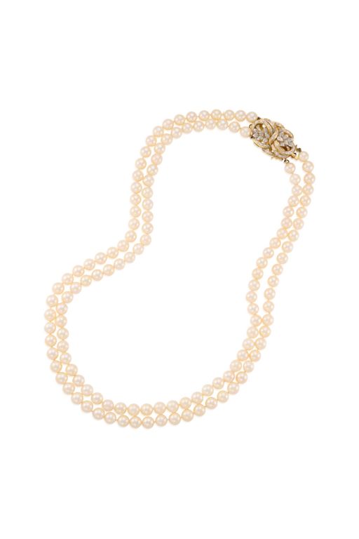 14k Gold Pearl and Diamond Necklace