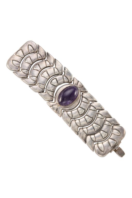 Metal and Silver Amethyst Bracelet