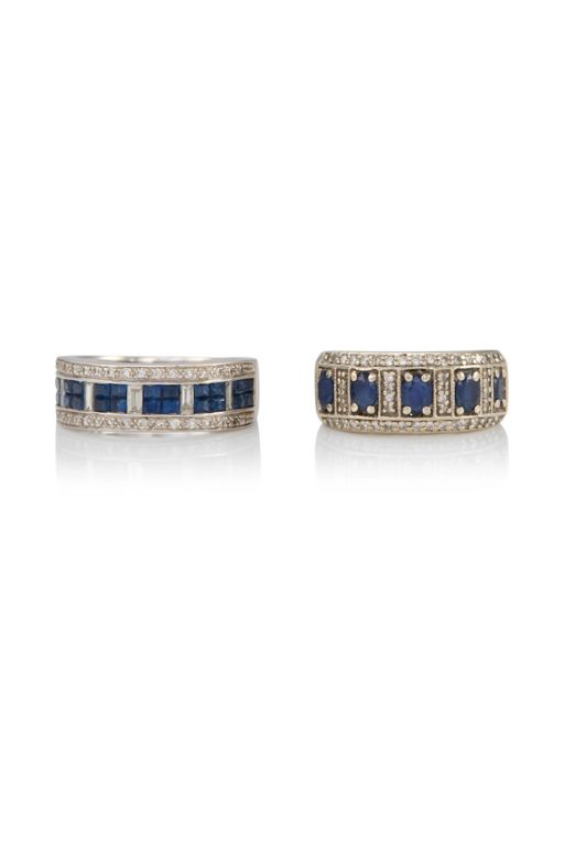 Two Gold Sapphire and Diamond Rings