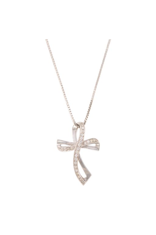 14k Gold Diamond Cross Pendant Necklace