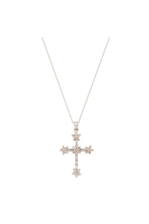 14k Gold Diamond Cross Pendant Necklace