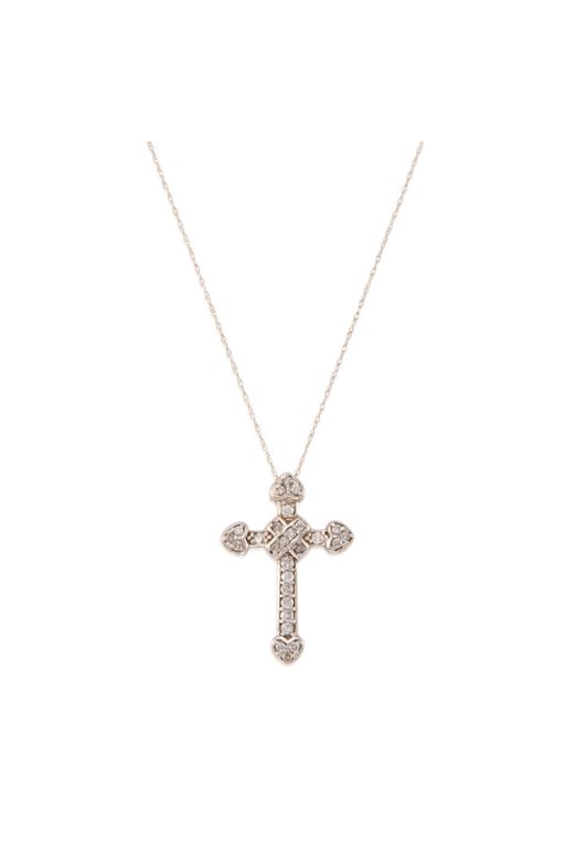 14k Gold Diamond Cross Pendant Necklace