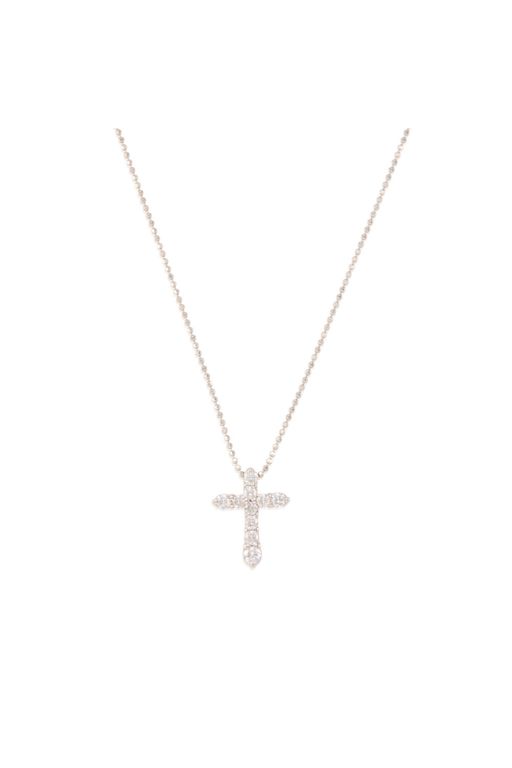 18k Gold, Platinum Diamond Cross Pendant Necklace