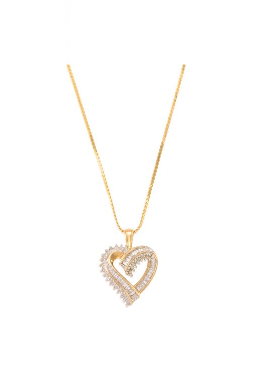 Gold Diamond Heart Pendant Necklace