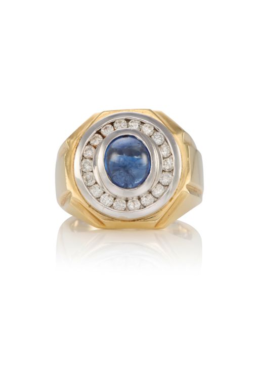 14k Gold Diamond and Sapphire Ring