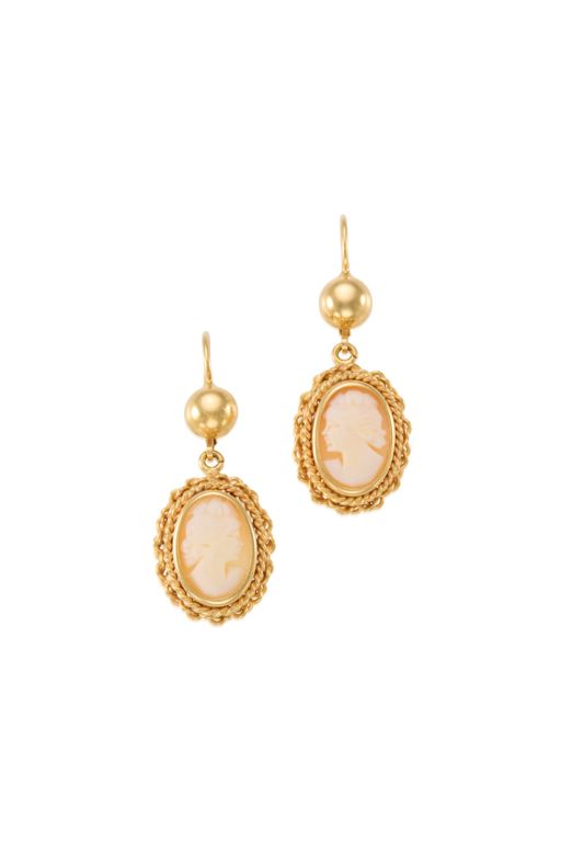 Pair of 18k Gold Cameo Earrings