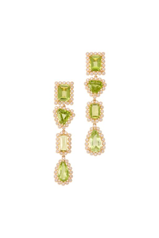 Pair of 14k Gold Peridot and Diamond Earrings