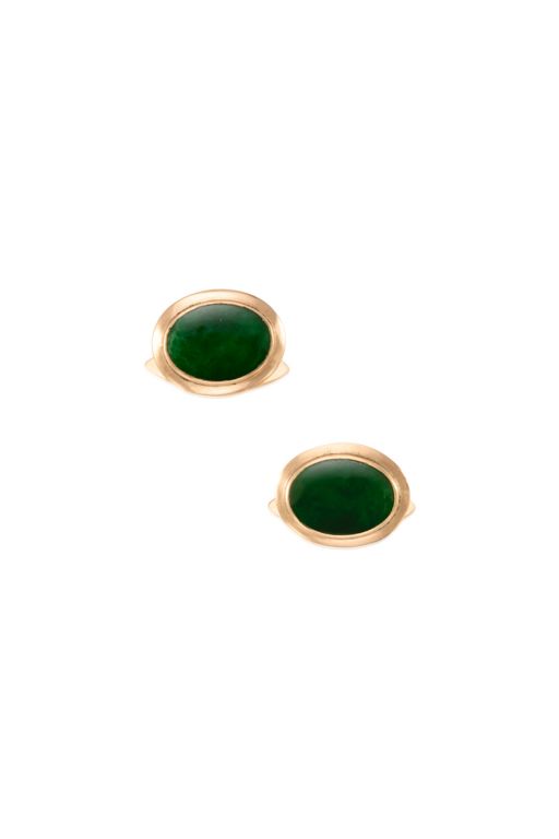 Pair of 14k Gold Jade Cufflinks