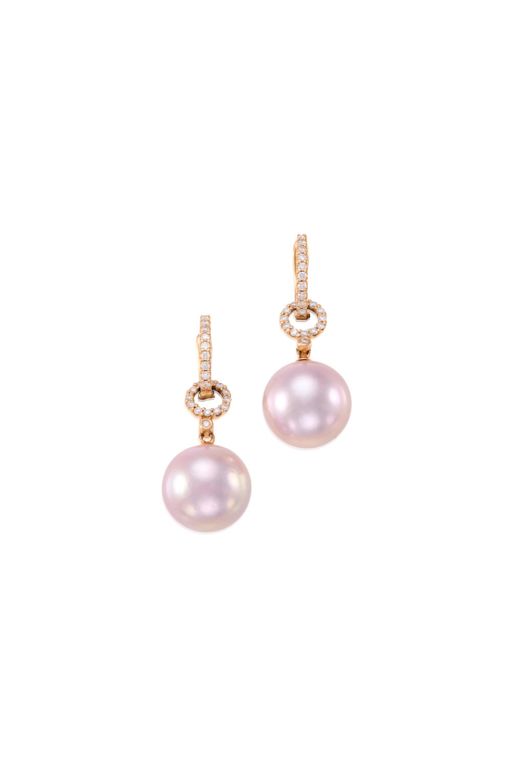 Pair of 18k Gold Pearl and Diamond Earrings