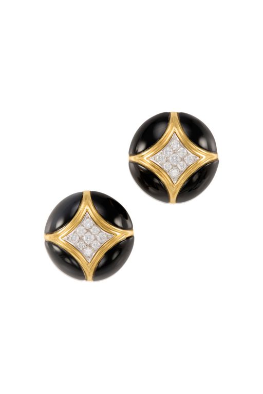 Pair of 18k Gold and Platinum Diamond Earrings