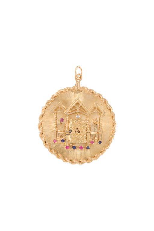 14k Gold Diamond and Stone Pendant