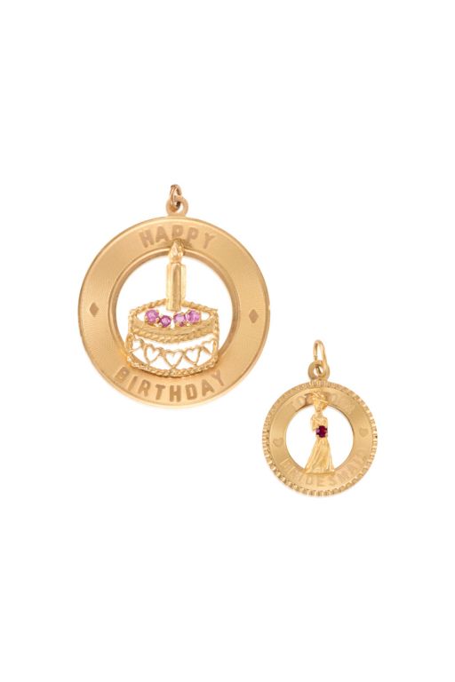 Two 14k Gold Sapphire Pendants