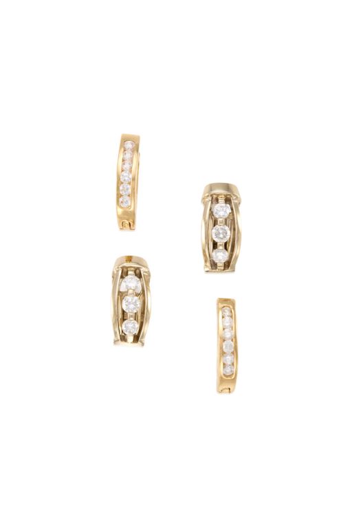 Two Pairs of Gold Diamond Earrings