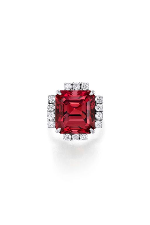 Silver Spinel and Diamond Ring