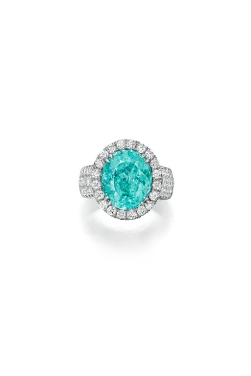 Platinum Tourmaline and Diamond Ring