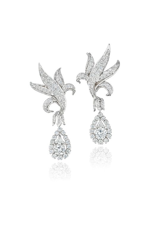 Pair of Platinum Diamond Earrings