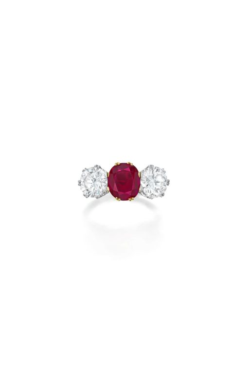 18k Gold, Platinum Ruby and Diamond Ring