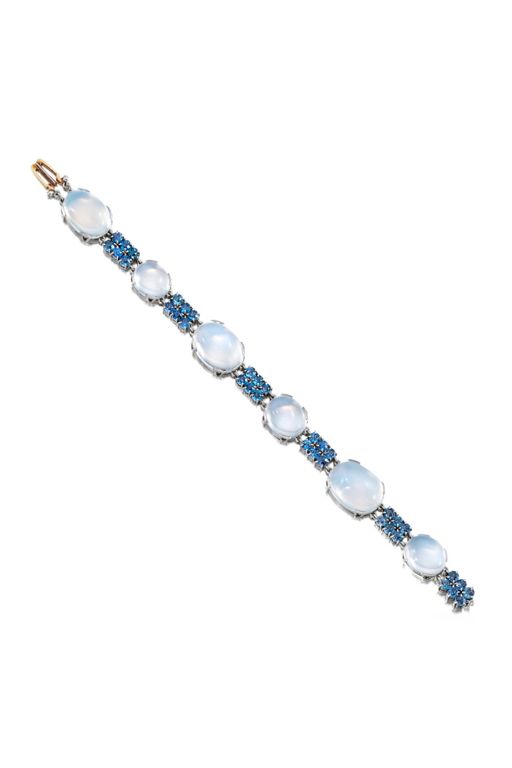 Platinum Moonstone and Sapphire Bracelet