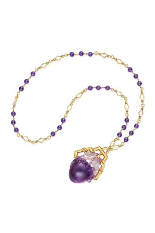 18k Gold Amethyst Pendant Necklace