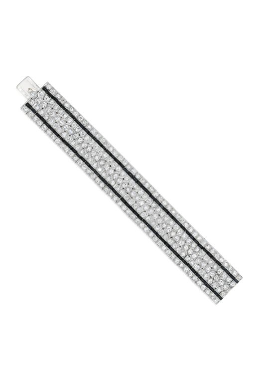 Platinum Onyx and Diamond Bracelet