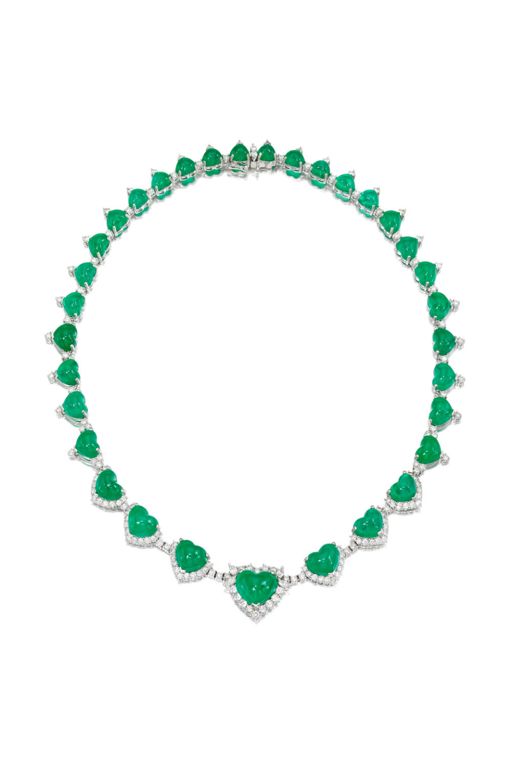 18k Gold Emerald and Diamond Necklace