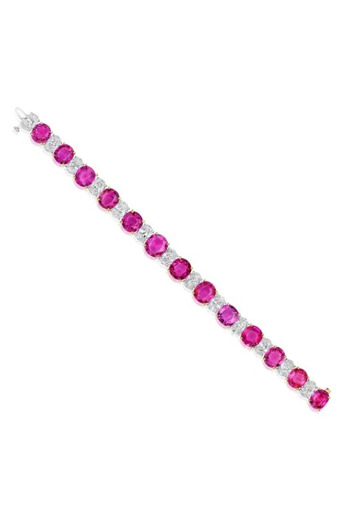 18k Gold, Platinum Sapphire and Diamond Bracelet
