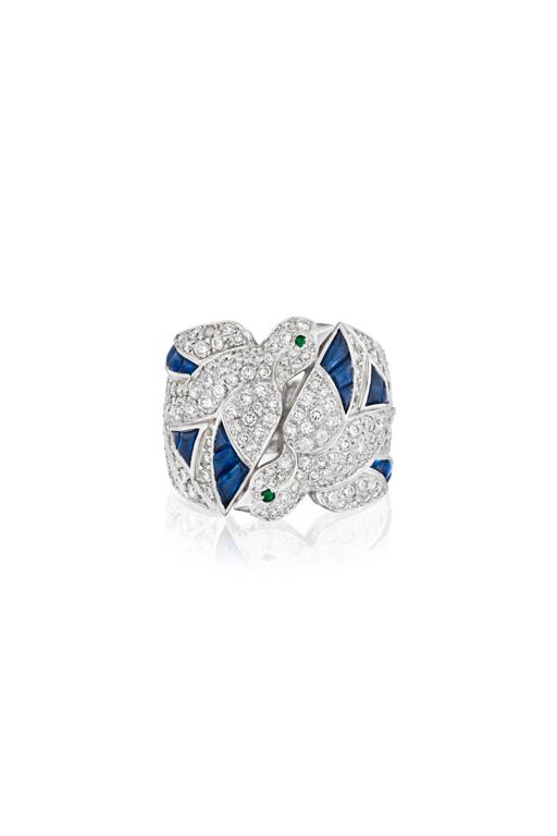 18k Gold Diamond and Sapphire Ring