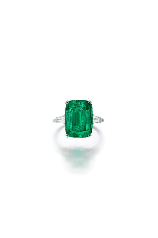 Platinum Emerald and Diamond Ring