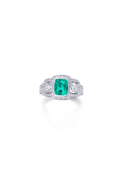 Platinum Tourmaline and Diamond Ring