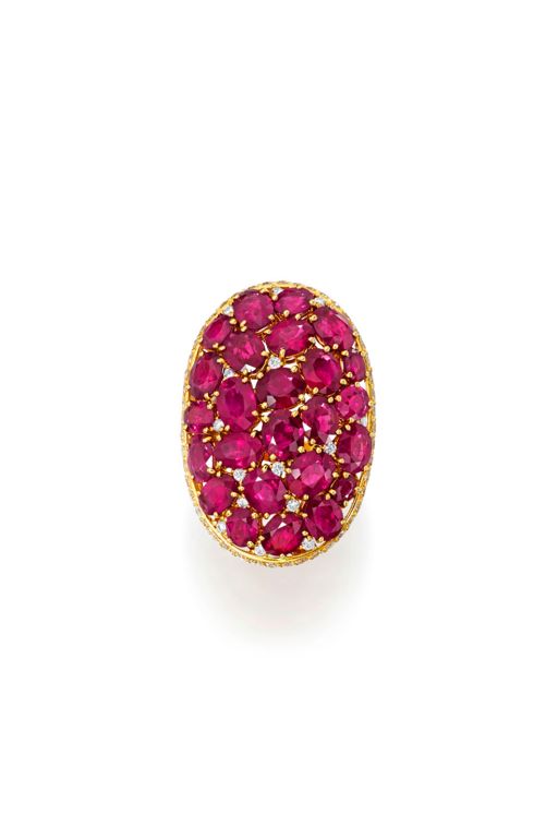 18k Gold Ruby and Diamond Ring
