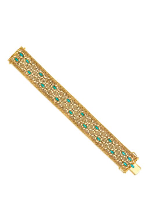 18k Gold Turquoise Bracelet