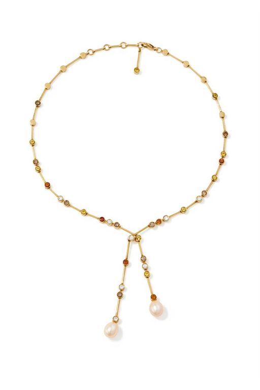 18k Gold Diamond, Sapphire and Pearl Necklace