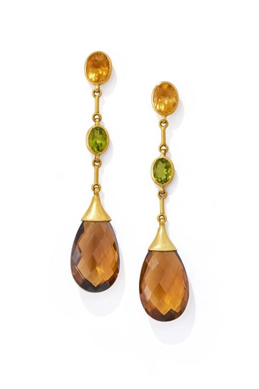 Quartz, Citrine and Peridot Earrings