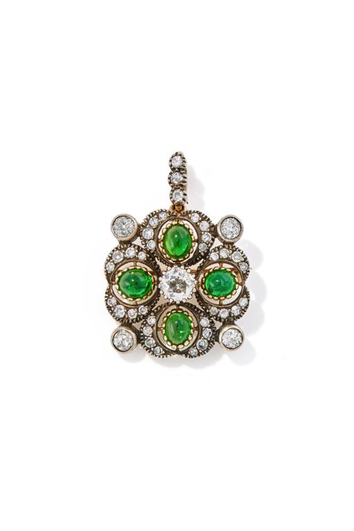 Gold and Silver Emerald Pendant/Brooch