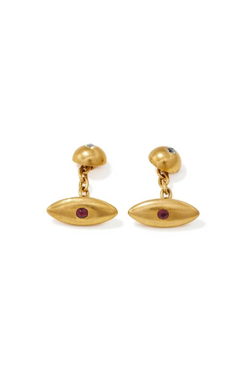 Pair of 18k Gold Ruby and Diamond Cufflinks