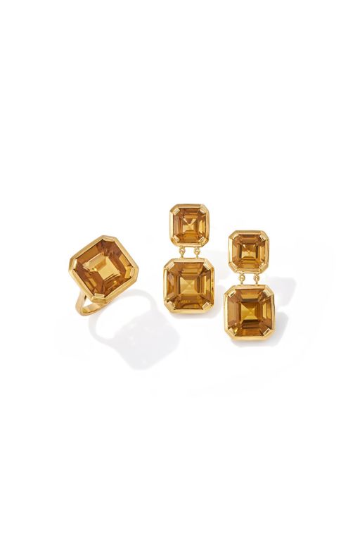 18k Gold Citrine Jewelry Set