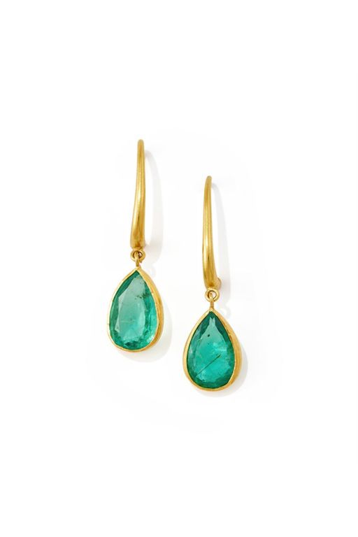 22k Gold Emerald Earrings