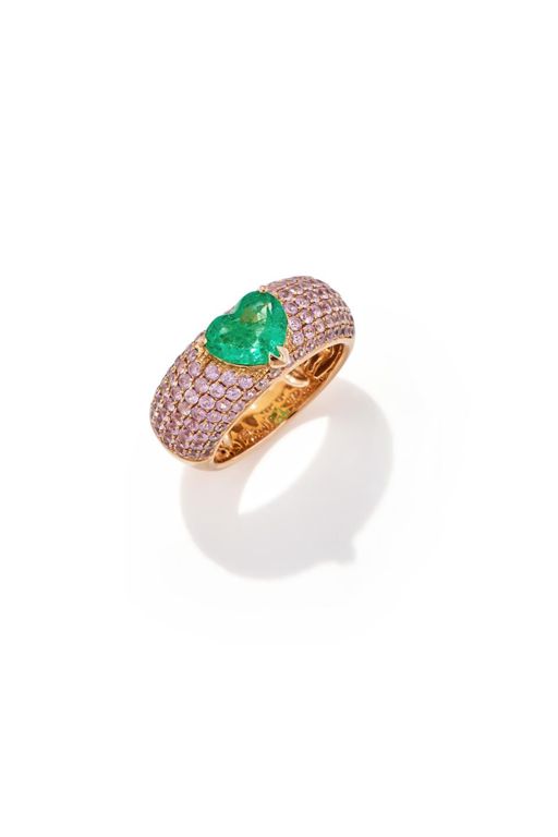 18k Gold Emerald and Sapphire Ring