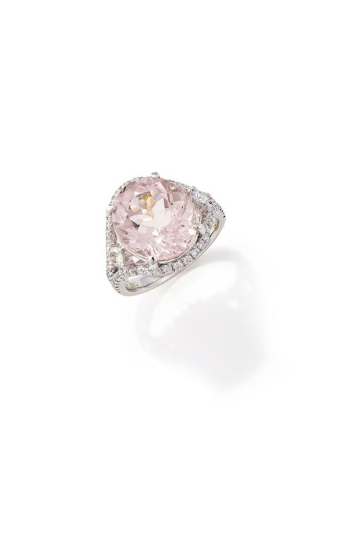 Platinum Morganite and Diamond Ring