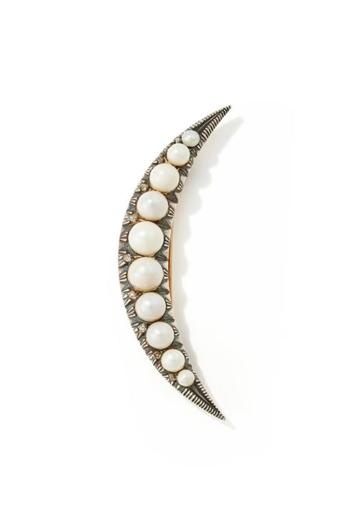 14k Gold Pearl and Diamond Brooch