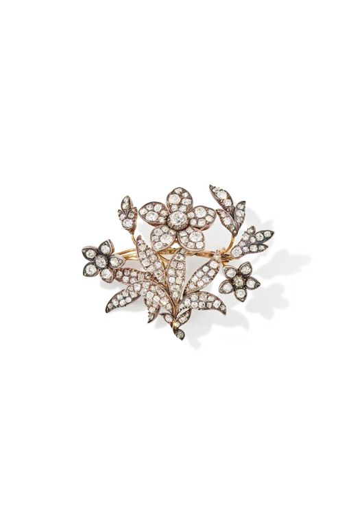 Silver and Gold Diamond Brooch