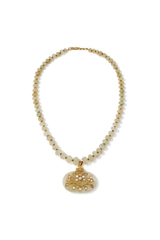 Beryl and Diamond Pendant Necklace
