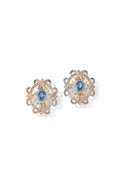 Pair of Sapphire and Diamond Earrings