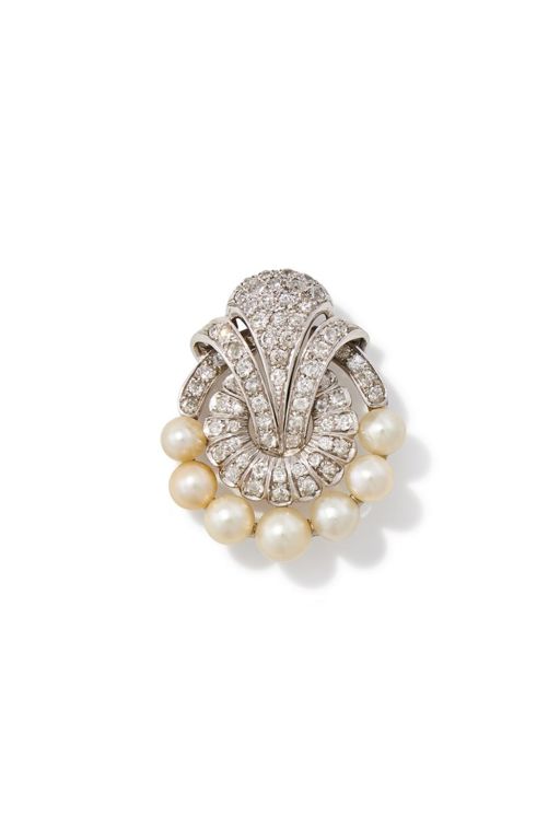 Diamond and Pearl Brooch